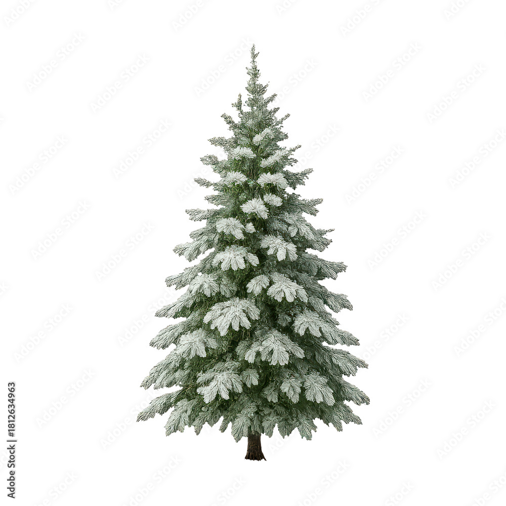 Obraz premium PNG Snow-covered evergreen tree illustration.