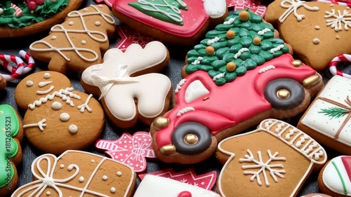 Gingerbread, Christmas cookies, and ornamental holiday baked goods. Christmas gingerbread as a backdrop for your design
