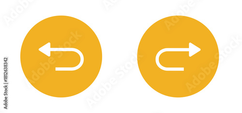 yellow curved left and right arrow icons undo redo return navigation buttons symbol png transparent background