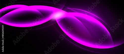 Abstract pink design. Smooth curves create flowing shapes against dark background. Brightness emphasizes central point.