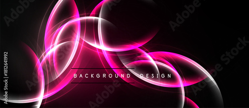 Abstract flowing lines, vibrant pinks, whites against dark backdrop. Modern design element, dynamic energy, sleek presentation.
