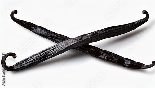 A High Resolution Black Silhouette Of Two Vanilla Beans Crossed Over Each Other Presented As A Clean Vector Graphic On A White Background Perfect For Culinary Or Flavor Related Designs