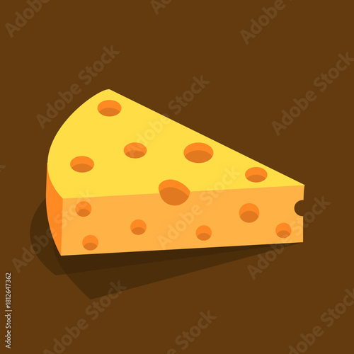 queijo amarelo com furos em estilo flat