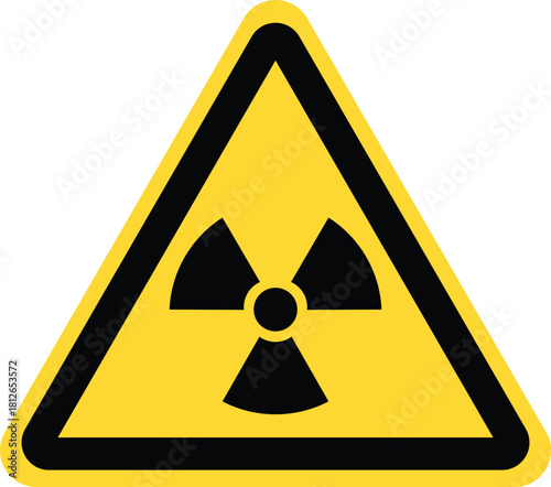 Radiation Hazard Warning Sign – Radioactive Symbol in Yellow Triangle