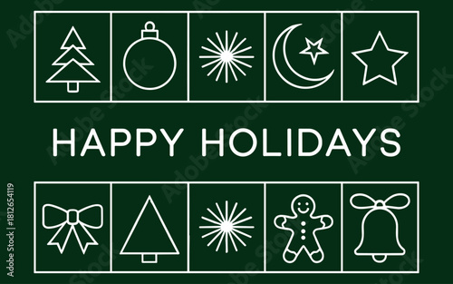 Happy Holidays Chritmas Icons