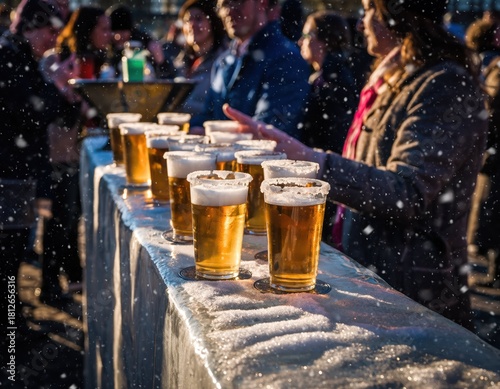 Frosty Beverages Served at Winter Celebration Ice Bar Event