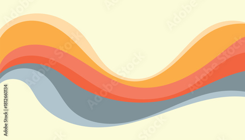 Color wave bands flowing across yellow space in smooth layered motion