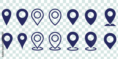 Set of red map pin icons. Design can use for web and mobile app. Vector illustration