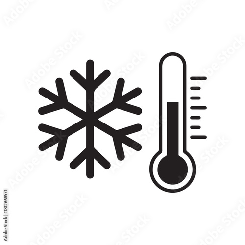 thermometer and snowflakes