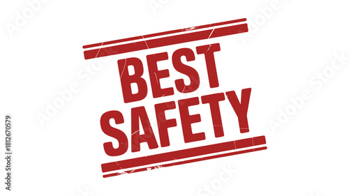 Best Safety Award Stamp in Red Distressed Design Promoting Workplace Security and Accident Prevention Measures for a Safe Environment