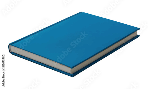 The closed hardcover book displays a simple and attractive blue cover on transparent background