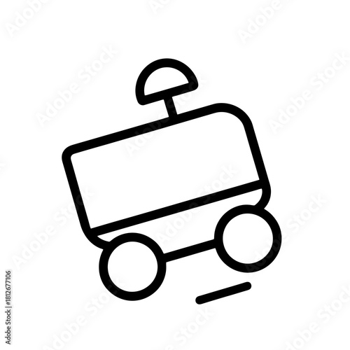 Thin-line autonomous robot vehicle icon, slightly angled, transparent PNG, ideal for visuals related to smart mobility, AI automation and future transportation technology.