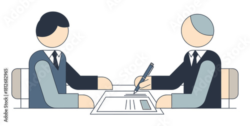 Minimalist Flat Vector Illustration of Business Contract Signing