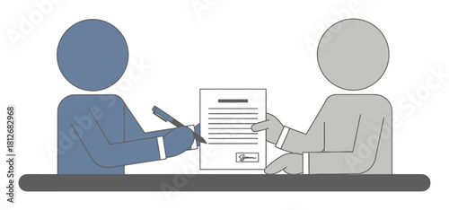 Minimalist Flat Vector Illustration of Business Contract Signing