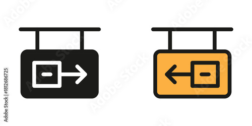 Find your way with these directional signs, perfect for modern design projects needing guidance and navigation solutions in black and gold aesthetics