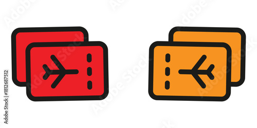 Get Ready to Fly with Fun Airplane Ticket Icons for Vacation Planning and Travel Adventures, Perfect for Brochures and Trip Designs