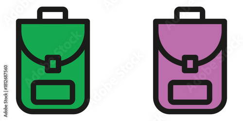 Stylish green and purple satchels for back to school, perfect for students and teachers with convenient carrying handles and secure closures