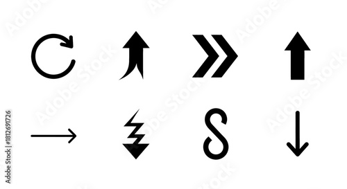 Collection of diverse arrows symbolizing direction, movement, and change