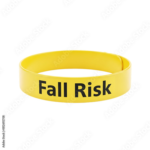 Yellow Fall Risk Wristband with Black Text on Black Background medical patient