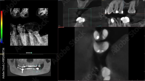 Screen of software for MRI of teeth. Monitoring of dental health using skull scan. Dental examination. Examination at the dentist.