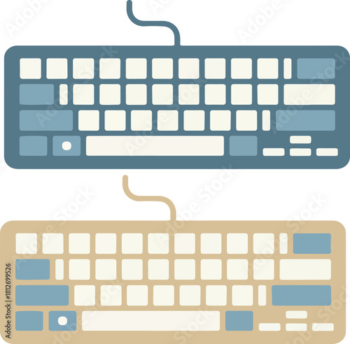 Simple Flat Design PC Keyboard Illustration