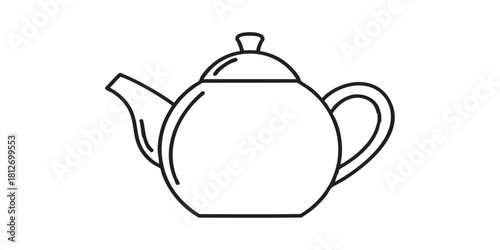 Teapot with handle and lid line icon, drink concept. Vector graphics. Teapot sign on white background, style icon mobile or web design.
