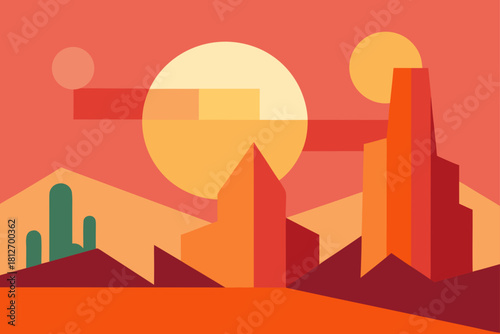 Vector illustration of an abstract urban cityscape skyline with buildings, trees, and a business tower silhouette
