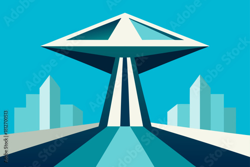 Empty asphalt highway road to the city under the sky, illustrating the path to success and travel