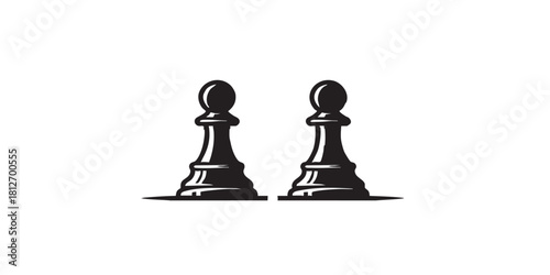 Coins with pawns line icon, chess game concept. Vector graphics. Chess pawn coins sign on white background, style icon mobile or web design.
