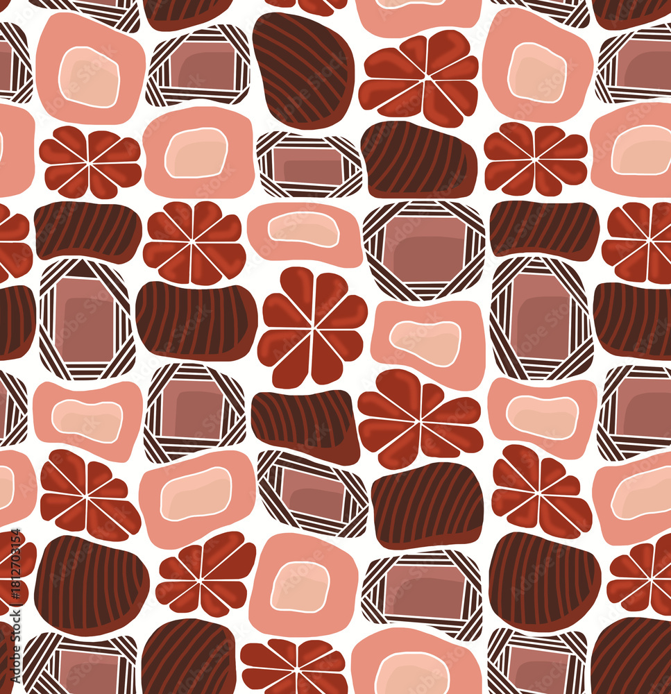 custom made wallpaper toronto digitalFloral mosaic pattern of bright flowers on a white background.seamless drawing.