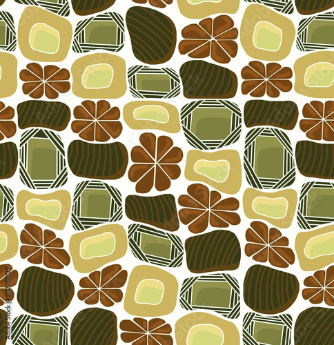 Wallpaper Mural Floral mosaic pattern of bright flowers on a white background.seamless drawing. Torontodigital.ca