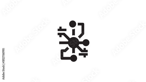 Complex system icon black glyph vector illustration isolated on white background for network and data analysis applications