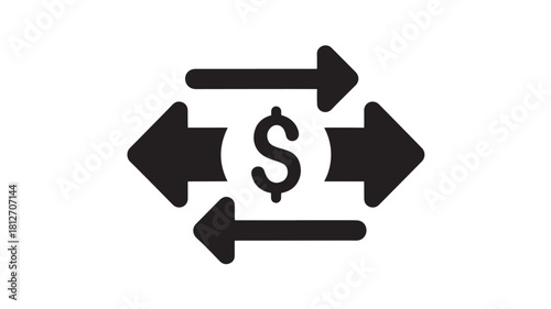 Money exchange icon with arrows simple flat vector glyph for finance and business isolated on white background
