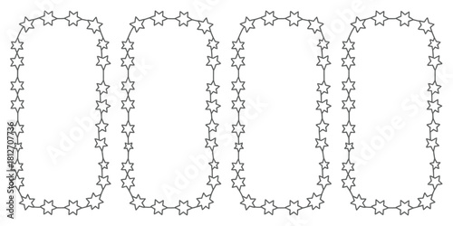 Four rectangular frames made of connected star shapes with rounded corners on a white background