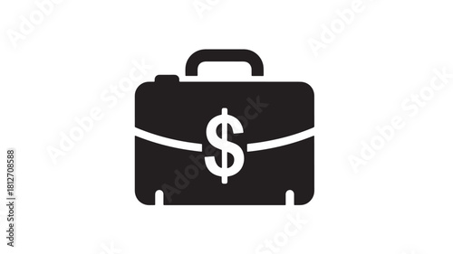 Briefcase with dollar sign icon simple flat vector glyph isolated on white background for business and finance concepts