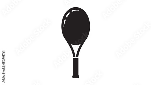 Tennis racket silhouette icon simple flat vector design isolated on white background for sports and recreation visuals