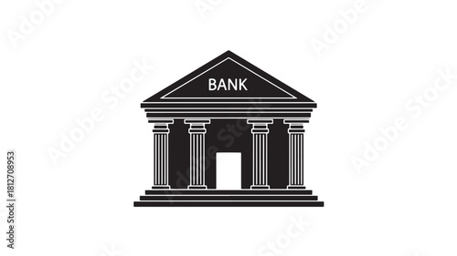 Bank building vector icon classic architecture with columns isolated on white background for financial services
