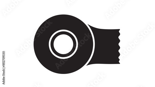 Black electrical tape roll icon simple flat vector illustration isolated on white background for web design