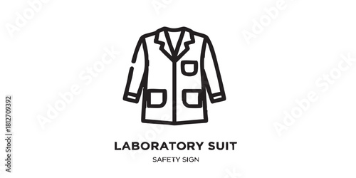 Doctor coat with pockets line icon, workwear concept. Vector graphics. Laboratory suit, safety sign on white background, style icon mobile or web design