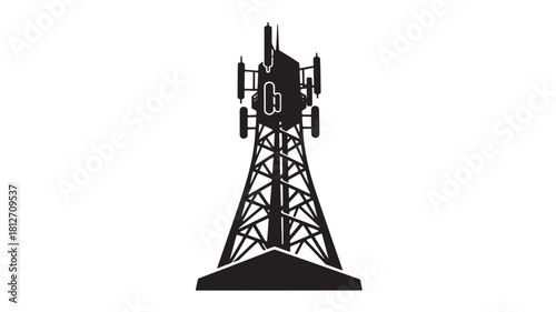 Silhouette of a telecommunications tower vector illustration of a cell tower isolated on white background