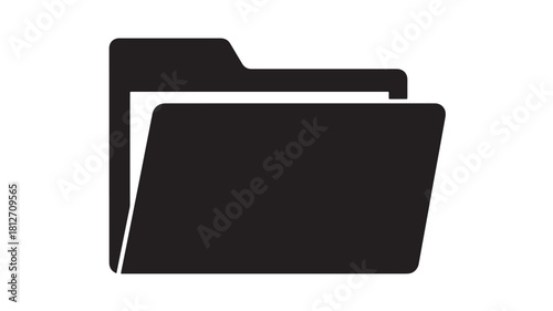 Simple black folder icon flat vector illustration for file management isolated on white background