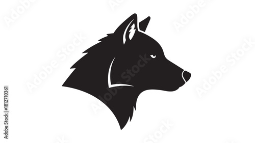 Silhouette of a wolf head vector illustration in black and white perfect for logo design and branding