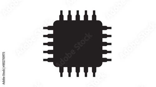 Microchip icon simple flat vector design element isolated on white background for web and mobile apps