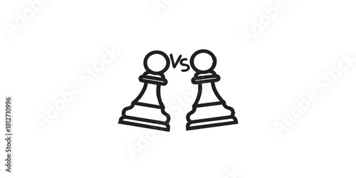Coins with pawns line icon, chess game concept. Vector graphics. Chess pawn coins sign on white background, style icon mobile or web design.
