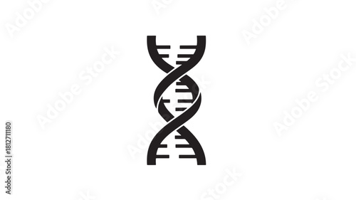 DNA molecule icon black glyph vector illustration isolated on white background for science and medical design
