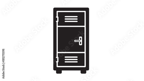 Black and white locker icon simple flat vector illustration isolated on white background