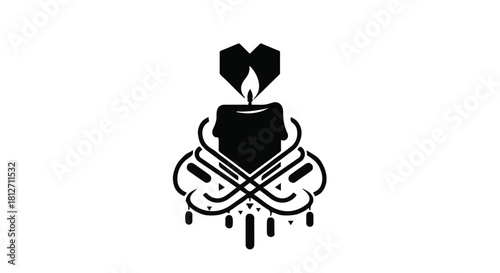 Symbol of love and remembrance featuring a lit candle with a heart emblem