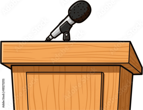 Podium of tribune cartoon vector illustration on white background . Rostrum and podium set icon.Isolated vector illustration icon tribune with microphone. 