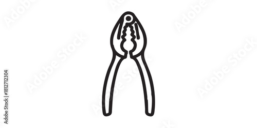 Tongs line icon, cooking food concept. Vector graphics. Manual nutcracker sign on white background, style icon mobile or web design.
