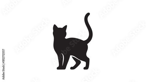Black cat silhouette simple vector illustration of a feline isolated on white background